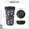 thumbnail image 3 of Picia Floral Rabbit Pattern 500ml Carry Insulated Coffee Mug, Stainless Steel Travel Mug with Hidden Handle, Leak-Proof for Car, Office, Home, and Outdoor Use, 3 of 8