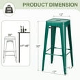 thumbnail image 6 of Vineego Modern Stackable Counter Height Bar Stool, Green (Set of 4), 6 of 7