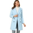 thumbnail image 1 of Abrigo Largo De Invierno Solapa Con Muesca Doble Botonadura Para Mujer Bebe Azul M, 1 of 6