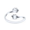 thumbnail image 3 of Dog's Paws with Hearts Pawprint Adjustable Oxidized Ring Band 925 Sterling Silver Size 8, 3 of 5