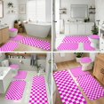 thumbnail image 4 of Pink and White Checkered Pattern Bathroom Rug Set 4 Piece,Includes Contour,Lid Cover,Bath Mat,Non-Slip Extra Soft Absorbent Washable, 4 of 5