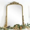 thumbnail image 3 of EGHOME Traditional Antiqued Gold Ornate Frame Arch Mantel Vanity Rectangle Wall Mounted Mirror 30x34", 3 of 7