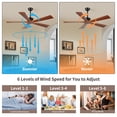 thumbnail image 3 of Eowynic 60 Inch Modern Black Ceiling Fans with No Light Remote Control, 5 Wood Blades, Reversible DC Motor, 6-Speed,3 Downrods, Indoor Outdoor Ceiling Fan without Light for Patios, 3 of 8