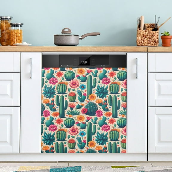 Dishwasher Magnet Cover Magnetic Fridge Door Cover Home Kitchen Decor Cactus and Desert Flower 23"x 26"