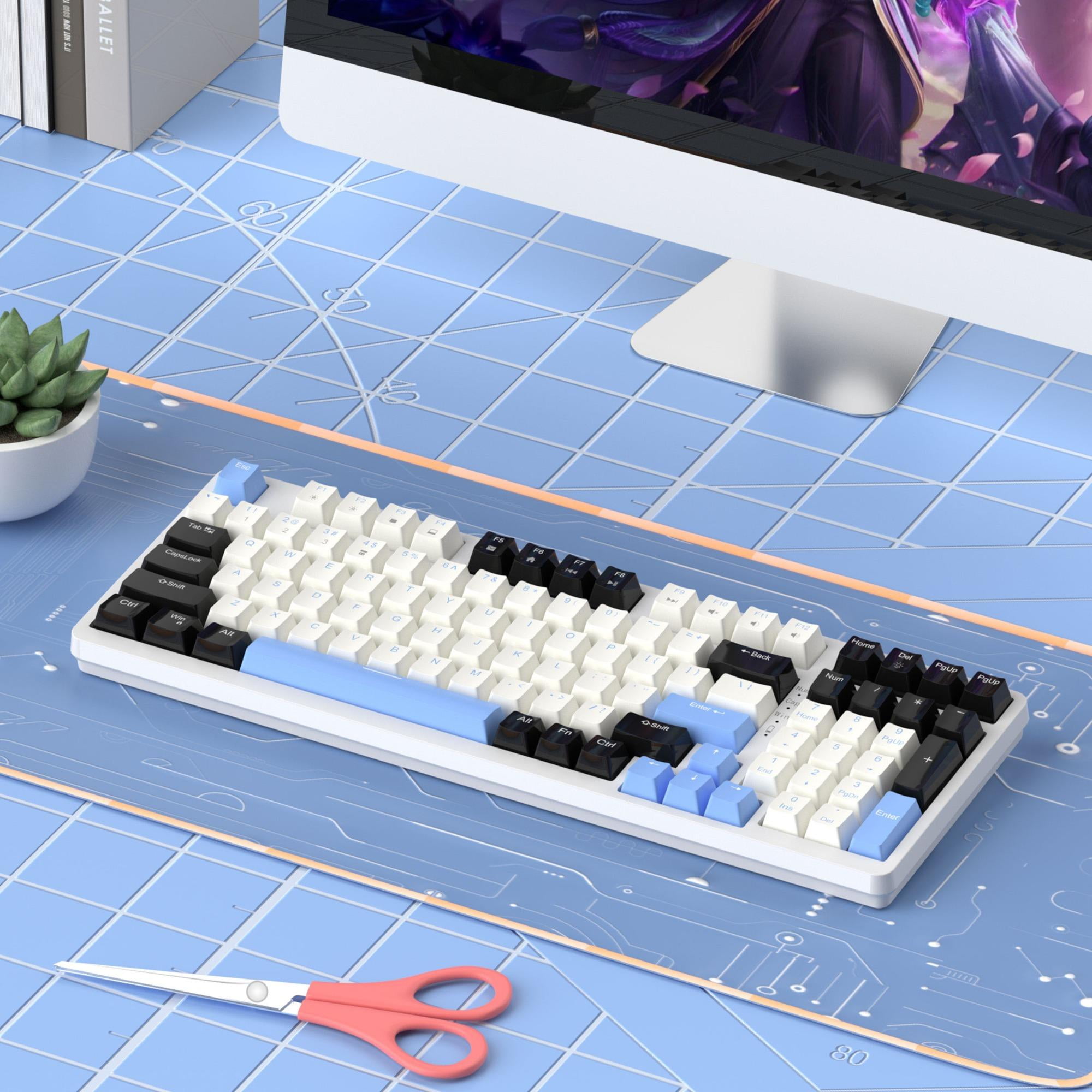 MageGee 95% mechanical three-mode keyboard, Star98 wireless Bluetooth gaming keyboard, black and white mix and match blue whale