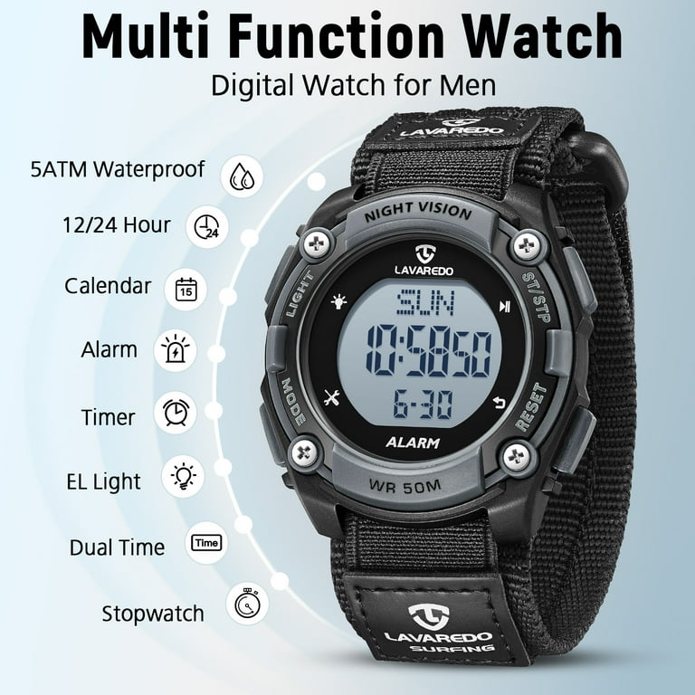 Alps Men's Digital Sport Watch with Nylon Strap photo 2