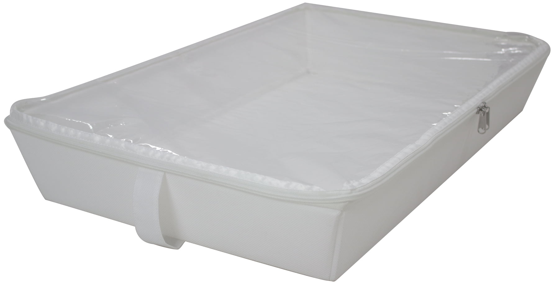 Mainstays White Fabric Under Bed Storage Bin Organizer with Lid