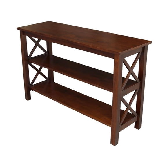 Pemberly Row Wood Traditional Console Table in Mahogany