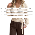 thumbnail image 3 of Women's Wrap V-Neck Knit Sweater, Side Tie Waist Cropped Top with Puff Long Sleeves, Soft Lightweight Ribbed Casual Pullover for Fall Winter Commuting Date Night Daily Wear Beige, 3 of 9