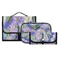 thumbnail image 3 of 3-Piece Travel Toiletry Bag Set, Hanging Wash Bag with Makeup Bag & Brush Case,Waterproof Cosmetic Organizer for Travel, Gym & Home Elegant Purple Daffodil Pattern, 3 of 9