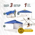 thumbnail image 4 of CROWN SHADES 12x12 Pop Up Canopy Tent Instant Commercial with 150D Silver Coated Fabric with 1 Sidewall Blue, 4 of 8