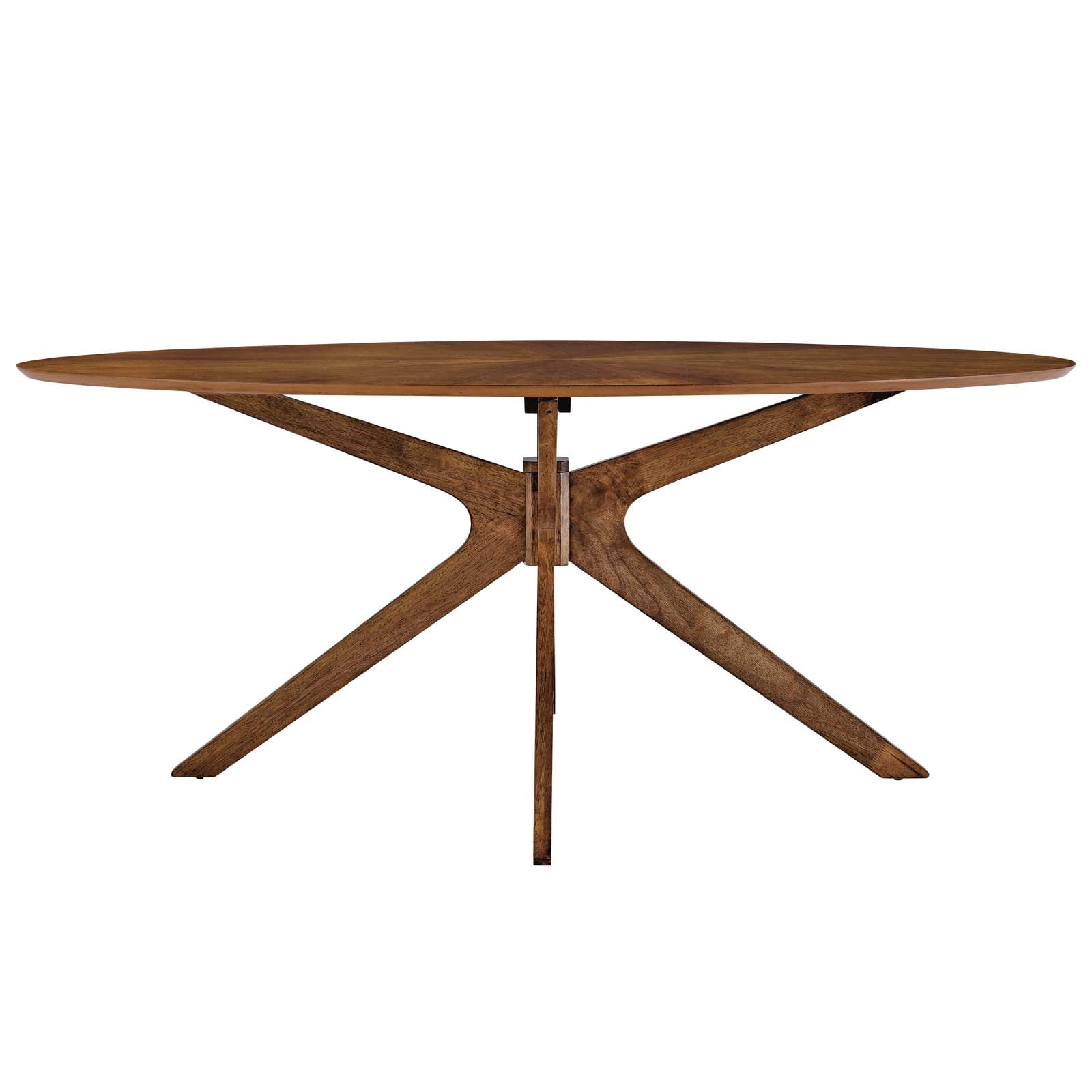 Modway Crossroads 71" Oval Modern Wood Dining Table in Walnut