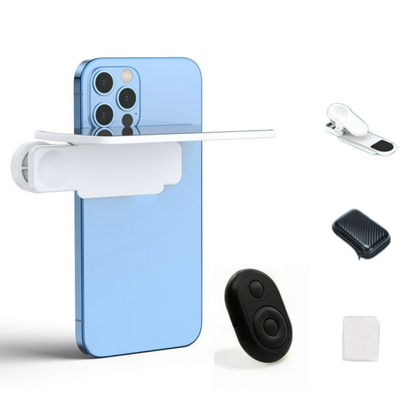 Methold Lente con efecto espejo para cámaras de smartphones en cualquier lugar, juego de clip de espejo de cristal HD ajustable para Accesorios para fotos blanco