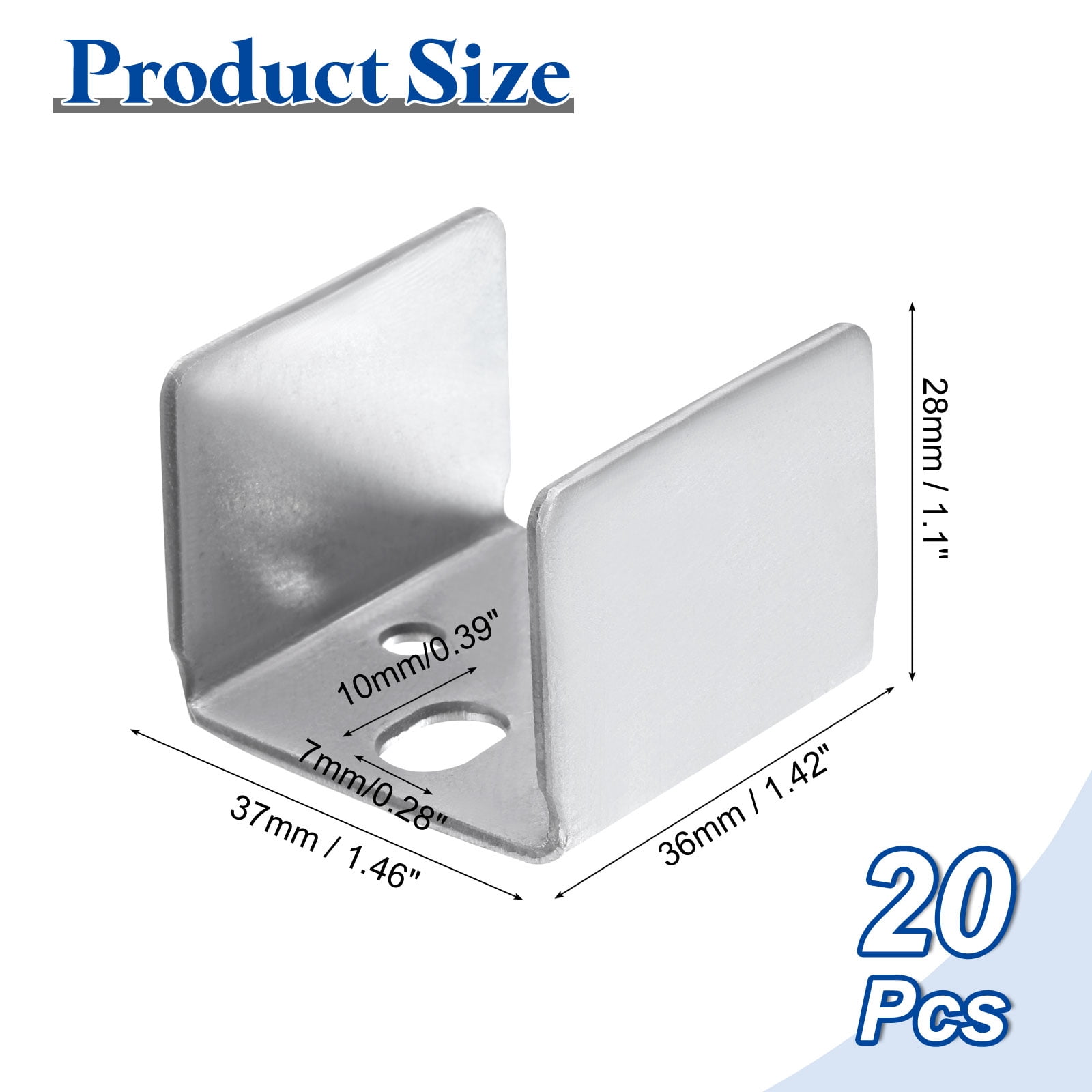 20pcs U Bracket for 1.46" Panels, 36x37x28mm Metal U Shaped Fasteners Brackets