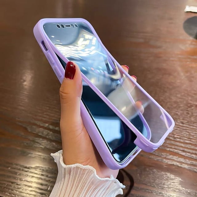Funda protectora de silicona para iPhone, carcasa de lujo 360 completa frontal + trasera transparente, a prueba de golpes, para iPhone 13, 14, 11, 12 Pro Max, XS, X, XR, 7, 8 Plus, SE Fivean unisex