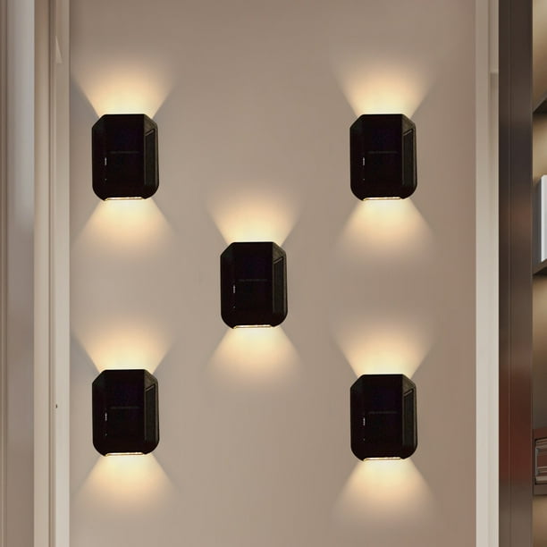 Lámpara de pared solar para exteriores arriba abajo luz luminosa | Aplique de pared nocturno LED | Decoración de patio impermeable con energía solar | Panel policristalino de 2V 80mA | PVC ABS | los