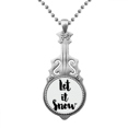 thumbnail image 1 of Citation "Let It Snow" Pendentif Écriture à la Main Bijoux Musique Guitare Couple Étiquette, 1 of 3