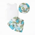 thumbnail image 4 of TOWED22 Infant Baby Boy Outfits 2pcs Sleeveless Shirt Top + Cute Print Elastic Waist Shorts Soft Summer Clothes Set(White,5-6 Y), 4 of 7
