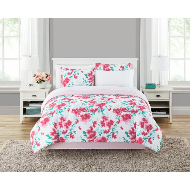 Mainstays Mint Floral 8Piece Complete Bed in a Bag, King