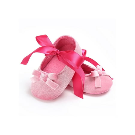 

Colisha Toddler Mary Jane First Walker Dress Shoes Ribbon Tie Flats Walking Comfort Loafer Flat Prewalker Princess Shoe Pink 6C