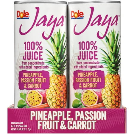 (6 Pack) Dole Jaya 100% Pineapple, Passion Fruit & Carrot Juice 4-8.4 fl. oz. (Best Way To Make Carrot Juice)
