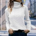 thumbnail image 2 of Daznico Women Solid Turtleneck Knitwear Retro Long Sleeve Sweater Slim Tops,Size M, 2 of 4