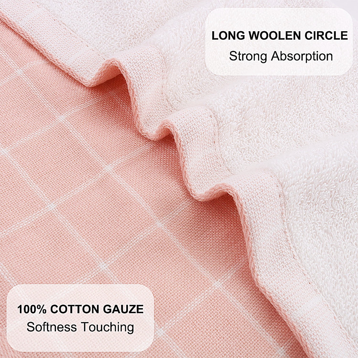 PiccoCasa Cotton Kitchen Tea Clean Towel Set Classic, 13x29in, Pink, 6PCS