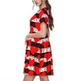 thumbnail image 2 of Fotbe Black and white striped and red hearts Pattern Dress Casual Womens Fashion Short Sleeve Maxi Dress T Shirt Dress Striped Long Color Block Maxi Dress, 2 of 6