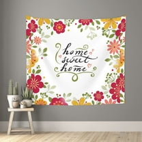 Pofeuu Home Sweet Home Floral Print Wall Tapestry Decoration Wall Hanging Tapestry 60 x 51 Inch
