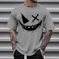 thumbnail image 1 of Blusas y camisas de manga corta con cuello redondo para hombre, blusas casuales de verano a la moda con cuello redondo y estampado para hombre., 1 of 4