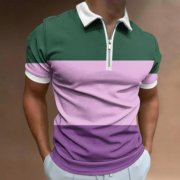 pstuiky camisetas de hombre, Camiseta de manga corta con botones y cuello alto para hombre ropa de hombre xl