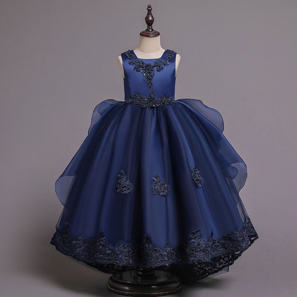 Vestido de princesa para niños, vestido de boda de verano, vestido de niños medianos y grandes, vestido de actuación, vestido largo, vestido de cola esponjosa, ropa de flores para niños