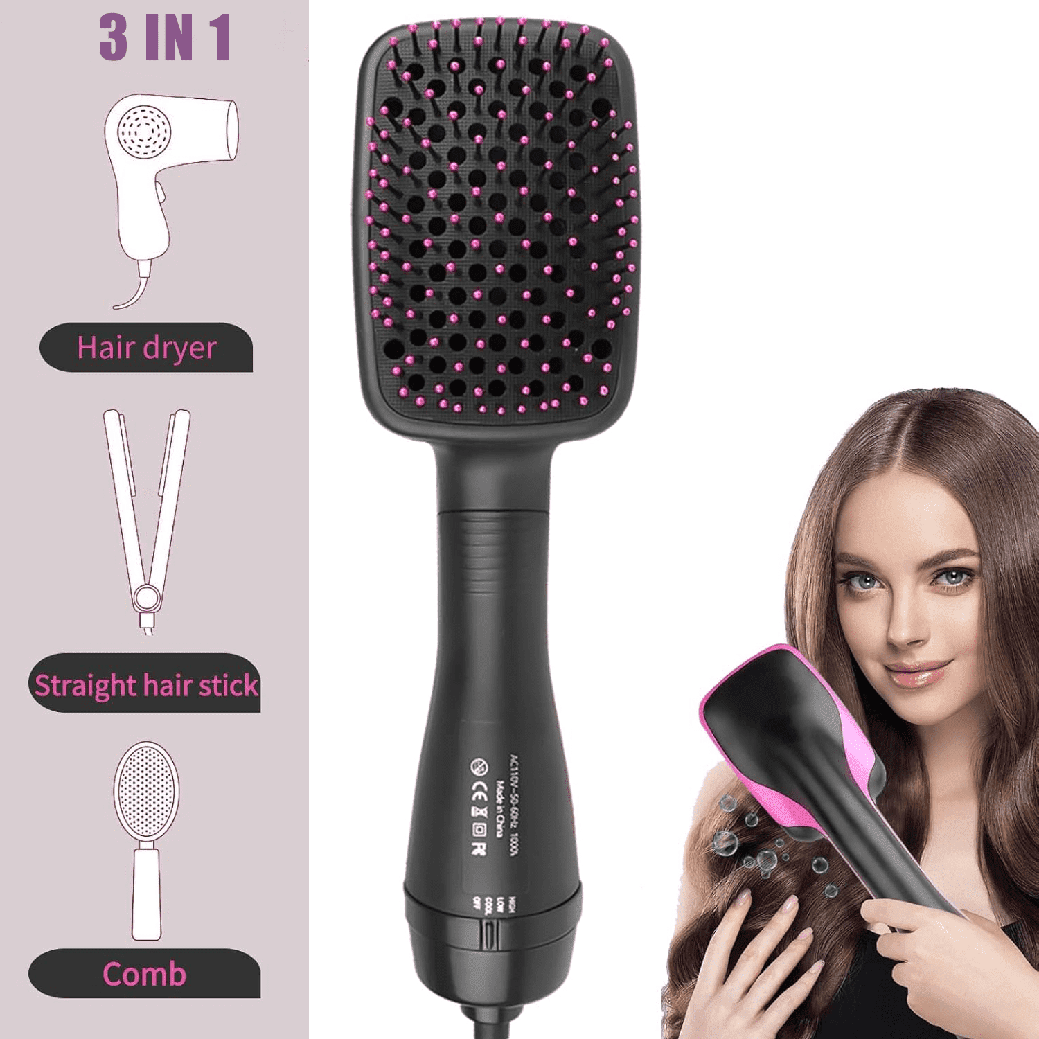 Jowenia One-Step Hair Dryer and Styler, 3 in 1 Negative Ion Blow Dryer Brush for Smooth, Frizz Free Results for All Hair TypeS