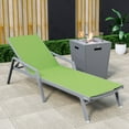 thumbnail image 2 of LeisureMod Marlin Modern Gray Aluminum Outdoor Patio Chaise Lounge Chair With Arms with Square Fire Pit Side Table Perfect for Patio, Lawn, and Garden (Green), 2 of 21