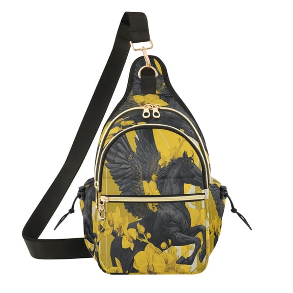 Women Crossbody Bag Fashion The Black Flying-horse Printed Sling Bags Shoulder for Women