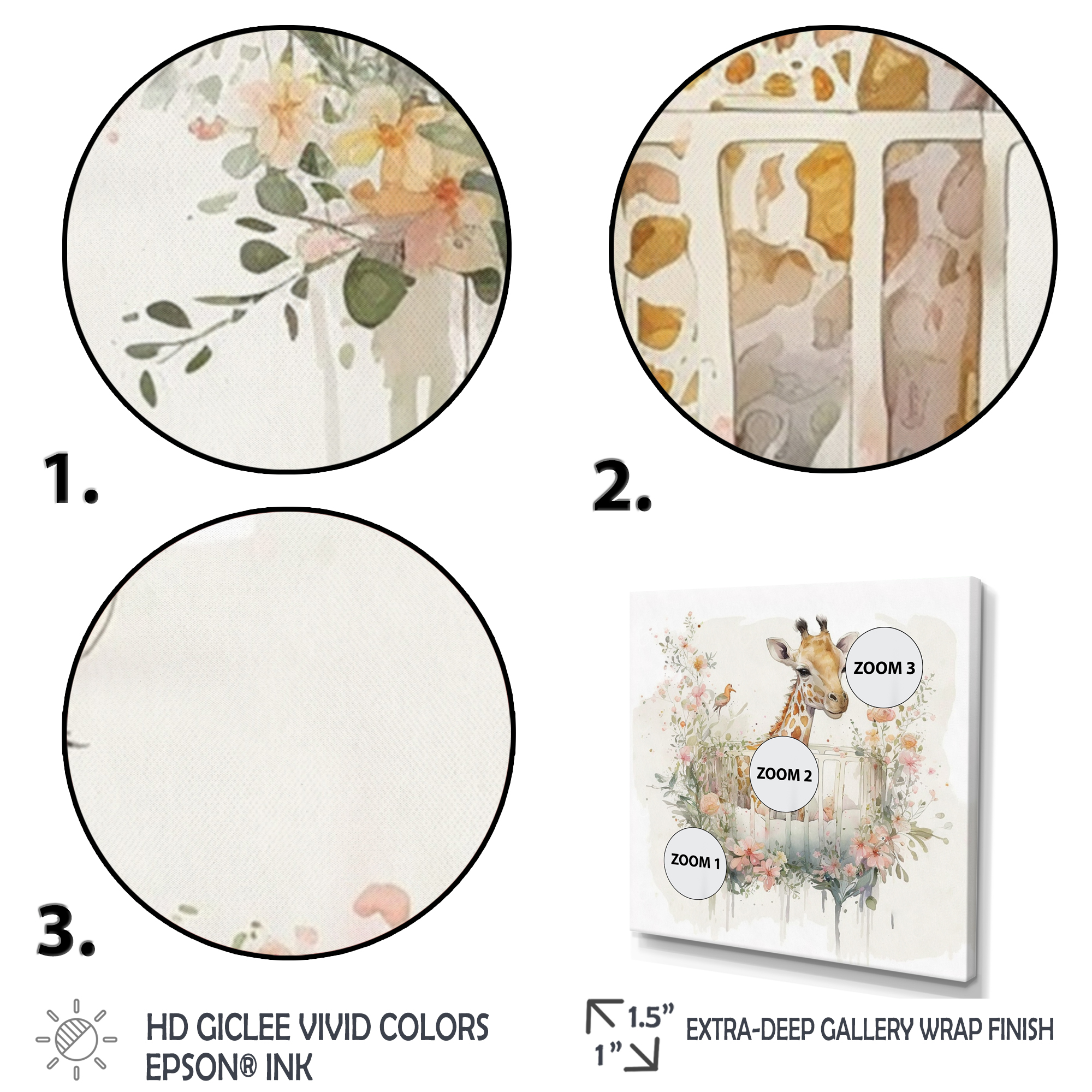 Designart Giraffe In Crib With Flowers Canvas Wall Art
