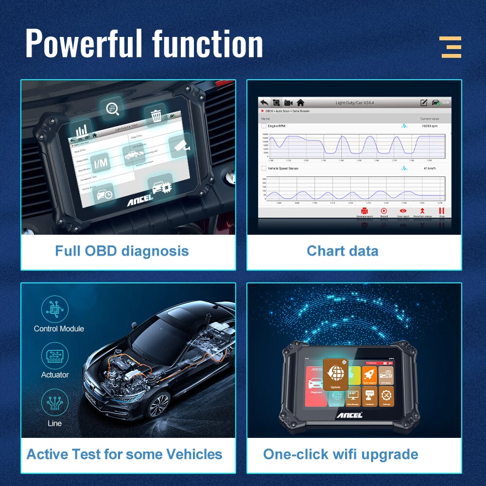 ANCEL V6 All System Automotive OBD2 Scanner, Bidirectional Diagnostic Tool with 15 Reset Service, IM-MO Key, Active Test, ECU Reset, Oil Reset, 2 Years Free Update