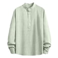 thumbnail image 2 of Lmueinov Striped Long Sleeve Shirts for Men Plus Size Button Mock Neck Loose Fit Tops Office Vacation Casual Vacation Outfits, 2 of 4