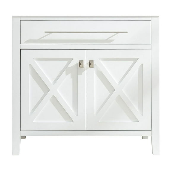 36 Inch White Cabinet Single Sink Bathroom Vanity With White Carrera Countertop - Laviva