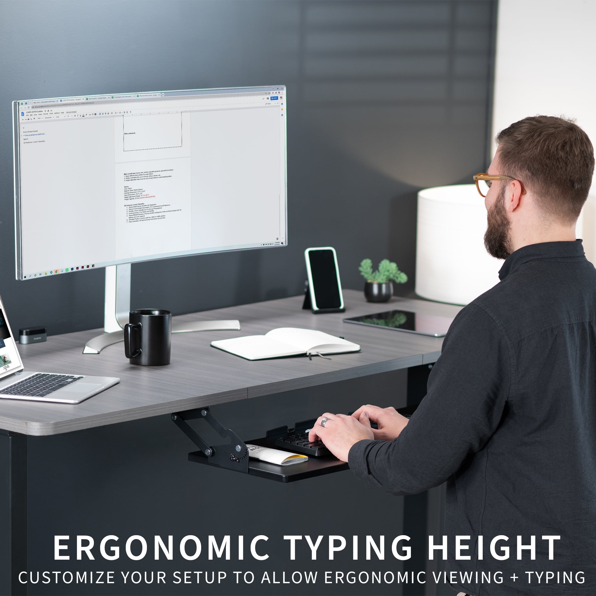 VIVO Extra Sturdy 34" Under Desk Keyboard Tray with Swinging Height Adjustment