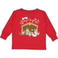 thumbnail image 3 of Inktastic Merry Christmas Cute Nativity Scene Boys or Girls Long Sleeve Toddler T-Shirt, 3 of 5