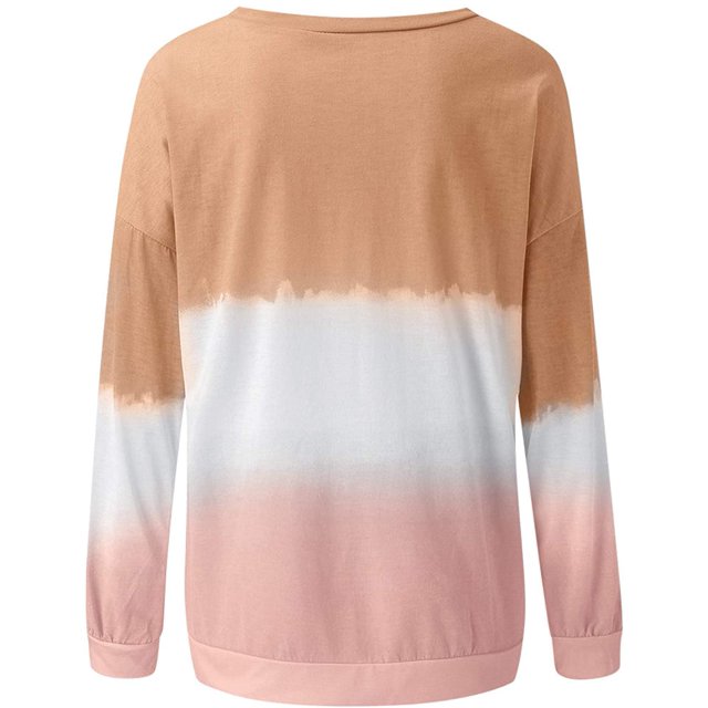 Gradient Ramp Lady Hoody,Western Style Dye Printing Hoody Fall and Winter Keep Warm Gradient Ramp Long Sleeve Round Collar TShirt Hoody