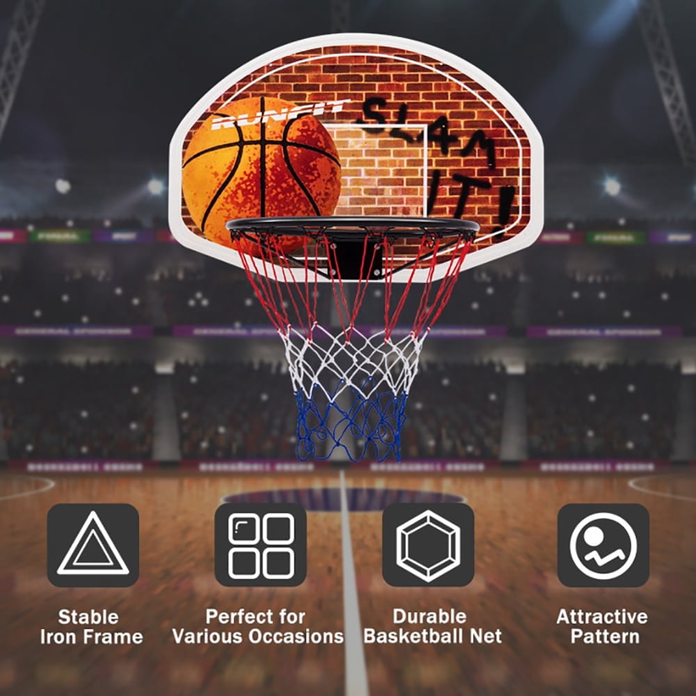 Demifill Wall Mounted Fan Backboard with Basketball Hoop and 2 Nets