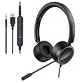 thumbnail image 1 of H360 3.5mm/USB Wired Telephone Headset Call Center Earphone with Microphone On Ear Computer Headphone Volume Control Speaker Mic Mute Adjustable Headband, 1 of 8