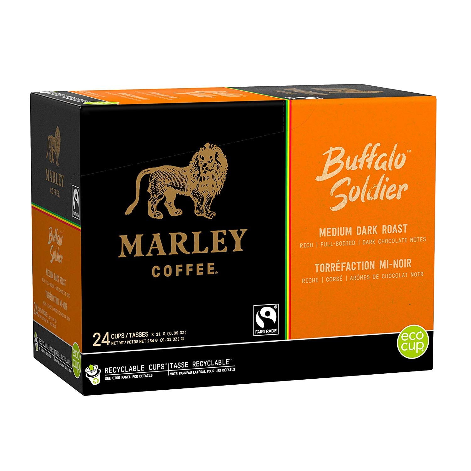 Marley Coffee Single Serve KCup Compatible Capsules, Buffalo Soldier, MediumDark Roast, 24