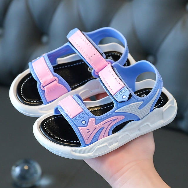 WERYOUNG Sandales Filles Garçons Mode Été Antidérapantes Bout Ouvert Semelle Souple Sangles Réglables Chaussures Bébé Sandale de Plage Classique, Rouge, 4-4.5 Ans