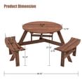 thumbnail image 6 of 6 Person Circular Outdoor Wooden Picnic Table Patio Backyard Garden DIY 3 Built in Benches 1720lb Capacity Brown, 6 of 7