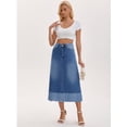 thumbnail image 3 of DARING DIVA Women's Denim Maxi Contrast Panel A Line Long Jean Skirts Small Blue, 3 of 7