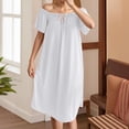 thumbnail image 2 of Tnhcen Women's Milk Silk Nightgown Off-Shoulder Built-In Bra Nightdress Ribbed Stretch Sleepwear Soft Comfortable Loungewear M-2XL, 2 of 9