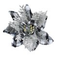 thumbnail image 1 of Festive Wreath & Tree Decorations Silver Glitter Poinsettia Flowers for Christmas, 1 of 8